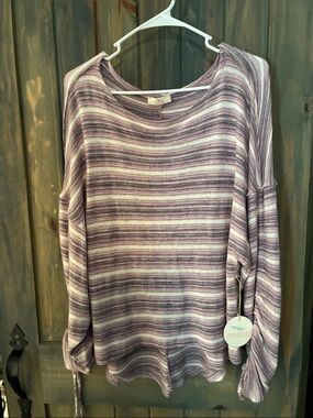 Hummingbird Striped Lavender Women's Long Sleeve Top